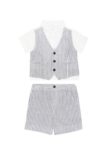 Baby - Camicia e shorts in lino e cotone a righe