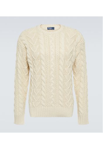 Pullover in maglia di misto cotone a trecce