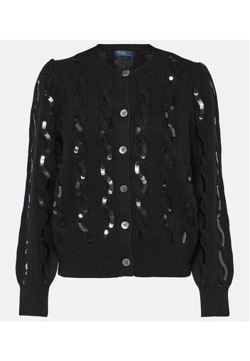 Cardigan in lana e cashmere con paillettes