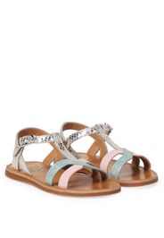 Sandali Plagette in pelle glitterata