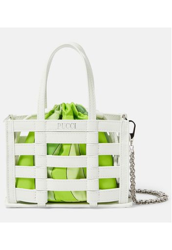 Borsa Cage Mini in pelle e seta