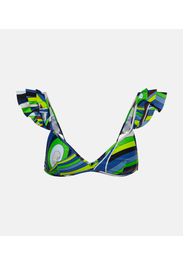 Top bikini con stampa e volant