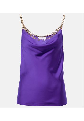 Top Cami in raso con catena