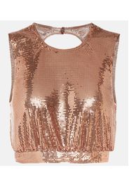 Top in mesh metallizzato