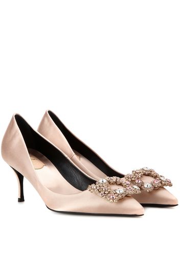 Pumps Flowers in satin con cristalli