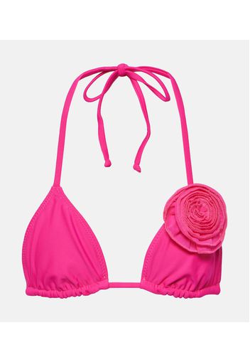 Top bikini con applicazione floreale