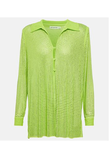 Camicia in mesh con cristalli