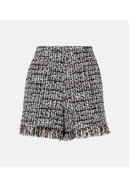 Shorts in bouclé a vita alta con frange