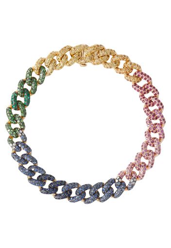 Bracciale Rainbow Medium in oro 18kt con smerali e rubini