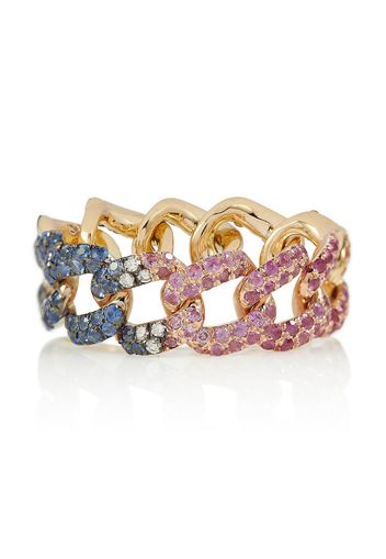 Anello Rainbow PavÃ© Medium Link in oro 18kt con diamanti