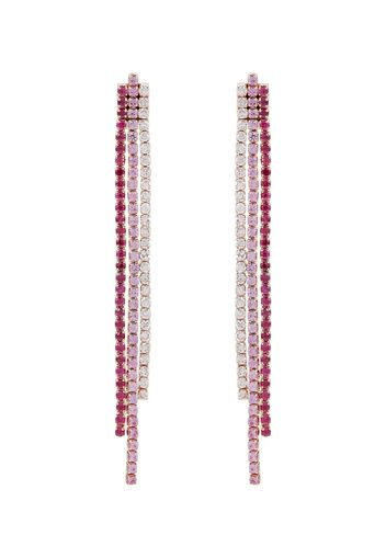 Orecchini Triple Thread in oro rosa 18kt con rubini, zaffiri e diamanti