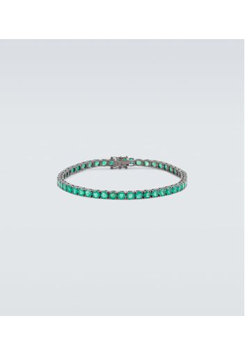 Bracciale tennis in oro nero 18kt con smeraldi