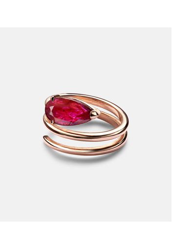 Anello Ruby Pear in oro rosa 18kt con rubini