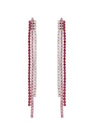 Orecchini Triple Thread in oro rosa 18kt con rubini, zaffiri e diamanti