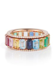 Anello Rainbow PavÃ© Border Eternity in oro 18kt con diamanti e pietre preziose