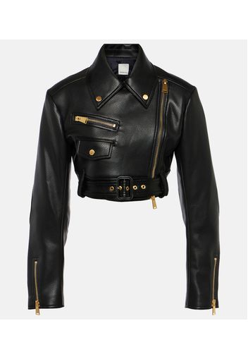 Giacca biker cropped in pelle