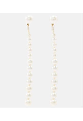 Orecchini pendenti Piazza in oro 18kt con perle
