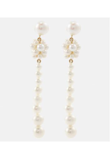 Orecchini Colonna Perle in oro 14kt con perle