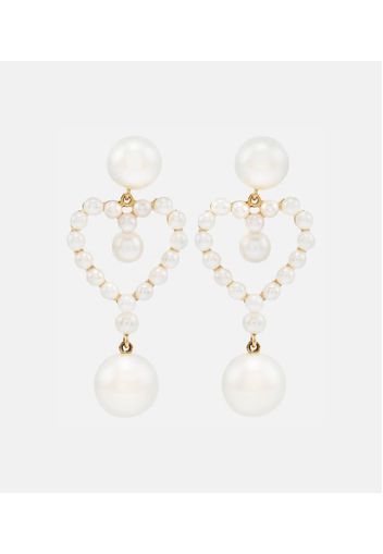 Orecchini pendenti Pearl Heart in oro 14kt con perle