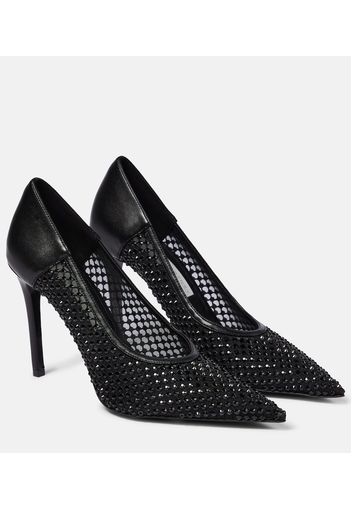 Pumps Iconic in similpelle e mesh con cristalli