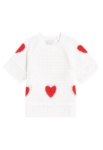 T-shirt in crochet di cotone con ricamo