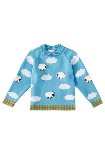 Pullover in lana e cotone con intarsi