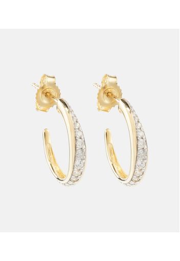 Orecchini a cerchio Twist in oro giallo 10kt con diamanti