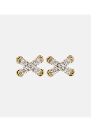 Orecchini Diamond Cross Stitch in oro 14kt con diamanti