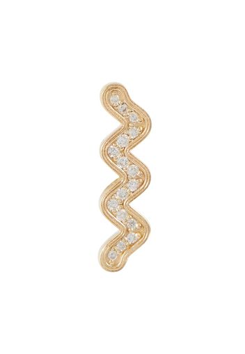 Orecchino singolo Wavy Stud in oro 14 kt con diamanti