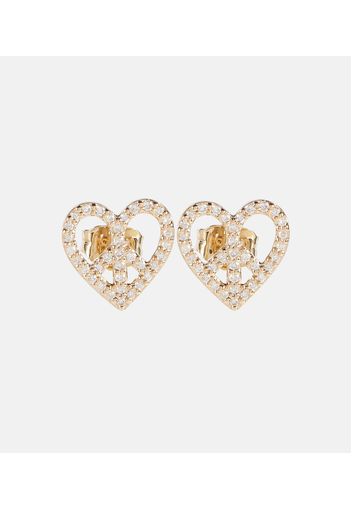 Orecchini Peace Heart in oro 14kt con diamanti