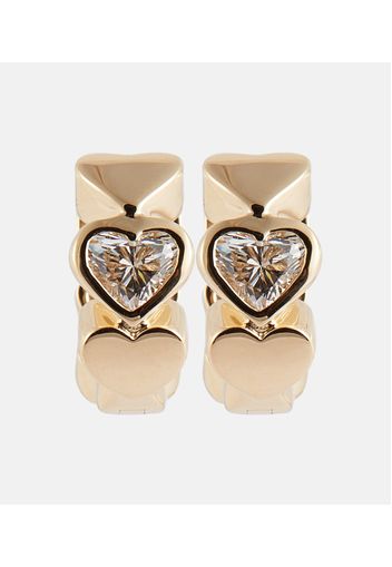 Orecchini a cerchio Heart Diamond in oro 14kt