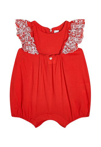 Baby - Jumpsuit corta in cotone sangallo