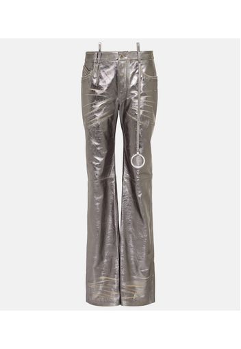 Pantaloni in pelle metallizzata