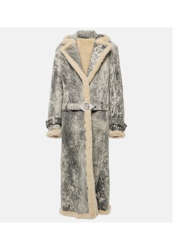 Cappotto in pelle con shearling