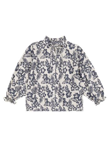 Blusa Olivia in lino e cotone con stampa