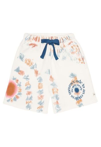 Shorts in cotone con logo tie-dye