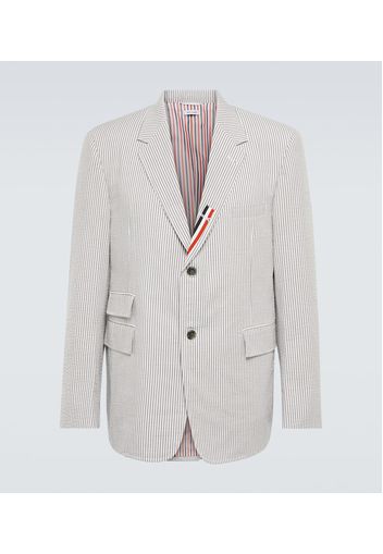 Blazer in cotone gessato con tricolore