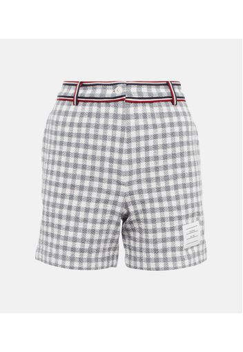 Shorts a vita alta in cotone a quadretti