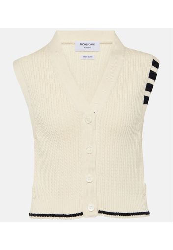 Gilet cropped in lana a trecce