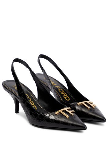 Pumps slingback in pelle stampata