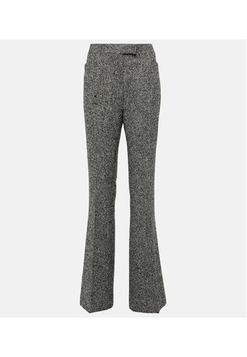 Pantaloni flared in tweed di misto lana