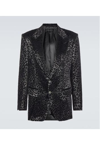 Blazer in velluto con stampa leopardata