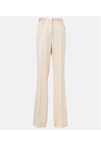 Pantaloni bootcut in twill di seta