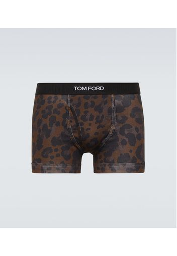 Boxer in jersey con stampa leopardata