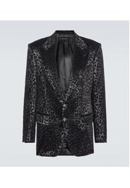 Blazer in velluto con stampa leopardata