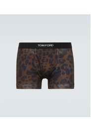 Boxer in jersey con stampa leopardata