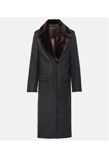 Cappotto in misto lana con shearling