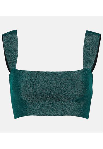 Top cropped in maglia lamé