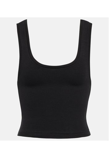 Tank top in misto cotone a coste