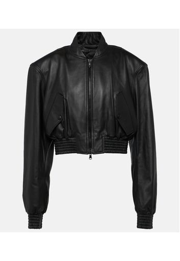 Bomber cropped in pelle